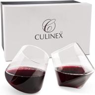 set of 2 stemless wine glasses for aerating wine | elegant large stemless wine glasses by culinexco.com | red wine tumbler glass set | non-drip, no-spill wine cups logo