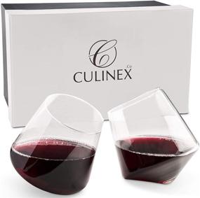 img 4 attached to Set of 2 Stemless Wine Glasses for Aerating Wine | Elegant Large Stemless Wine Glasses by CulinexCo.com | Red Wine Tumbler Glass Set | Non-Drip, No-Spill Wine Cups