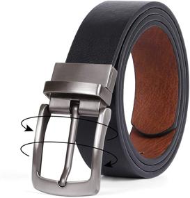 img 4 attached to 👔 Premium Leather Reversible Rotate Buckle Coffee Men's Accessories and Belts: Versatile Style for Every Occasion