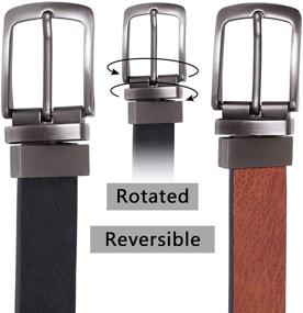 img 2 attached to 👔 Premium Leather Reversible Rotate Buckle Coffee Men's Accessories and Belts: Versatile Style for Every Occasion