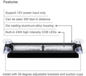 img 2 attached to 🚨 Enhanced Safety: Aluminum LED Amber White Emergency Strobe Dash Lights for Vehicles - WOWTOU 24W Windshield Flashing with Suction Cups