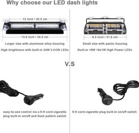 img 3 attached to 🚨 Enhanced Safety: Aluminum LED Amber White Emergency Strobe Dash Lights for Vehicles - WOWTOU 24W Windshield Flashing with Suction Cups