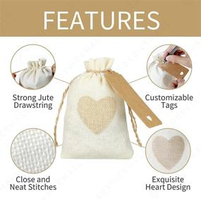 img 3 attached to 💝 30-Piece Heart Burlap Bags with Tags and Ropes: Versatile Gift Pouches for Jewelry, Makeup, Party, Wedding, Birthdays, Festival, Baby Shower - Buy Now!