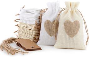 img 4 attached to 💝 30-Piece Heart Burlap Bags with Tags and Ropes: Versatile Gift Pouches for Jewelry, Makeup, Party, Wedding, Birthdays, Festival, Baby Shower - Buy Now!