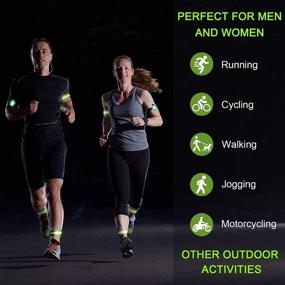 img 3 attached to 🏃 High Visibility Reflective Running Gear Set: 2 LED Safety Lights + 4 Reflective Bands for Wrist, Arm, Ankle & Leg - Reflective Straps Tape, Reflector Bands, Strobe Running Light for Men & Women