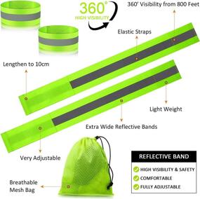 img 2 attached to 🏃 High Visibility Reflective Running Gear Set: 2 LED Safety Lights + 4 Reflective Bands for Wrist, Arm, Ankle & Leg - Reflective Straps Tape, Reflector Bands, Strobe Running Light for Men & Women