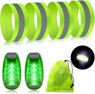 🏃 high visibility reflective running gear set: 2 led safety lights + 4 reflective bands for wrist, arm, ankle & leg - reflective straps tape, reflector bands, strobe running light for men & women логотип