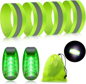 img 4 attached to 🏃 High Visibility Reflective Running Gear Set: 2 LED Safety Lights + 4 Reflective Bands for Wrist, Arm, Ankle & Leg - Reflective Straps Tape, Reflector Bands, Strobe Running Light for Men & Women