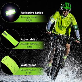 img 1 attached to 🏃 High Visibility Reflective Running Gear Set: 2 LED Safety Lights + 4 Reflective Bands for Wrist, Arm, Ankle & Leg - Reflective Straps Tape, Reflector Bands, Strobe Running Light for Men & Women