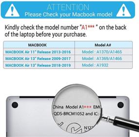 img 3 attached to IBENZER Чехол для MacBook Air 11 дюймов Модель A1370 A1465 - Аква: Прочная жесткая защита с накладкой на клавиатуру.