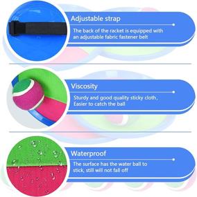 img 1 attached to 🏸 Kids Toss and Catch Ball Set, MENOLY Paddle Ball Games Kit, Sticky Ball Catch Game with 4 Paddles and 8 Balls for Outdoor Activities, Beach, Yard