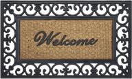🚪 achim home furnishings 18x30 резиновый коврик для двери в дизайне кованого железа - черный/коричневый логотип