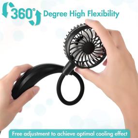 img 1 attached to 🌬️ Hands-Free Neckband Fan: 5200mAh Battery Powered with 4 Speeds, Natural Wind Mode, 360° Adjustable Design - Ideal for Sports, Home, Office & Travel (Black)