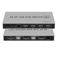 🖥️ bolaazul 2 port displayport kvm switch 4k@60hz | dual-port dp 1.2 kvm switcher 2x1 4kx2k@60hz 2k@144hz | usb dp 2 in 1 out logo