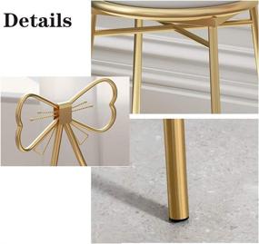 img 2 attached to 🦋 White PU Butterfly Stool Chair Ottoman Bench with Metal Legs - Modern Makeup Vanity Chair Stool in Gold for Kitchen, Bedroom, Living Room and Dining