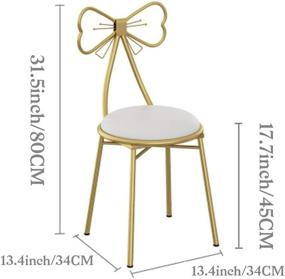 img 3 attached to 🦋 White PU Butterfly Stool Chair Ottoman Bench with Metal Legs - Modern Makeup Vanity Chair Stool in Gold for Kitchen, Bedroom, Living Room and Dining