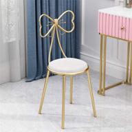 🦋 white pu butterfly stool chair ottoman bench with metal legs - modern makeup vanity chair stool in gold for kitchen, bedroom, living room and dining logo