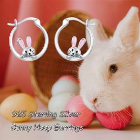 img 1 attached to 🐰 SLIACETE Cute Bunny Rabbit Hoop Earrings - 925 Sterling Silver Animal Jewelry for Women and Girls