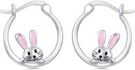 🐰 sliacete cute bunny rabbit hoop earrings - 925 sterling silver animal jewelry for women and girls logo