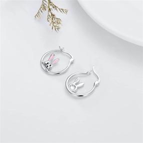 img 3 attached to 🐰 SLIACETE Cute Bunny Rabbit Hoop Earrings - 925 Sterling Silver Animal Jewelry for Women and Girls