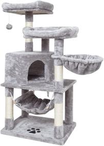 img 4 attached to 🐱 Enhance Your Cat's Playtime with the SYANDLVY Multi-Level Indoor Cat Tree: The Ultimate Furniture Activity Tower for Kittens, Complete with Scratching Posts, Perch, Hammock, and Interactive Hanging Ball