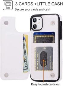 img 2 attached to 📱 JOYAKI iPhone 11 Wallet Case: Premium PU Leather, Card Holder, Kickstand & Screen Protector–Durable Shockproof Cover, Double Magnetic Clasp – White (6.1")