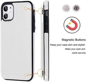 img 1 attached to 📱 JOYAKI iPhone 11 Wallet Case: Premium PU Leather, Card Holder, Kickstand & Screen Protector–Durable Shockproof Cover, Double Magnetic Clasp – White (6.1")