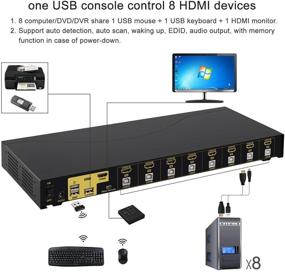img 3 attached to CKLau 8 Port HDMI KVM Switch with 4Kx2K Support, USB 2.0 Hub, Keyboard Mouse Switching - Windows, Linux, Mac, Debian, Ubuntu, Fedora, Raspberry Pi and Ubuntu Compatible