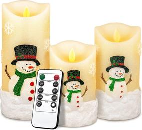 img 4 attached to 🕯️ Enhance Your Christmas Decor with Snowman Flickering Electric Candles - Battery Operated, Remote Control, Pack of 3 (5", 6", 8")