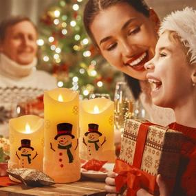 img 3 attached to 🕯️ Enhance Your Christmas Decor with Snowman Flickering Electric Candles - Battery Operated, Remote Control, Pack of 3 (5", 6", 8")