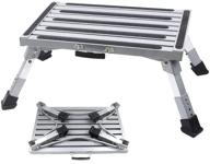 🚪 flsepamb portable rv steps 19&#34; x 12&#34; aluminum folding steps - anti-slip surface, rubber feet, grip handle - rv travel, camping, household use - supports up to 500 lbs logo