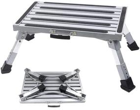 img 4 attached to 🚪 FLSEPAMB Portable RV Steps 19&#34; x 12&#34; Aluminum Folding Steps - Anti-Slip Surface, Rubber Feet, Grip Handle - RV Travel, Camping, Household Use - Supports Up to 500 lbs