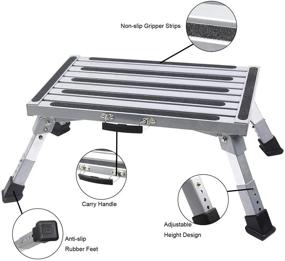 img 3 attached to 🚪 FLSEPAMB Portable RV Steps 19&#34; x 12&#34; Aluminum Folding Steps - Anti-Slip Surface, Rubber Feet, Grip Handle - RV Travel, Camping, Household Use - Supports Up to 500 lbs