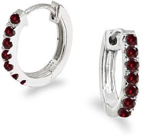 img 3 attached to 💎 Sleek 15mm Sterling Silver Prong-set Gemstone Oval Huggie Hoop Earrings