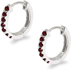 img 2 attached to 💎 Sleek 15mm Sterling Silver Prong-set Gemstone Oval Huggie Hoop Earrings