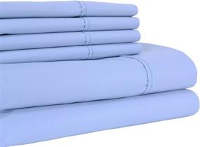 img 2 attached to 🛏️ High-Quality 6-Piece California King Sheet Set from Elite Home Collection - Light Blue Shade