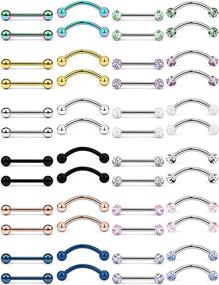 img 3 attached to Hoeudjo 48PCS 16G Straight and Curved Barbells Snake Eyes Tongue Rings Surgical Steel Nipple Ring Nipplerings Piercing Jewelry for Women Men 14MM-16MM