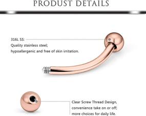 img 2 attached to Hoeudjo 48PCS 16G Straight and Curved Barbells Snake Eyes Tongue Rings Surgical Steel Nipple Ring Nipplerings Piercing Jewelry for Women Men 14MM-16MM