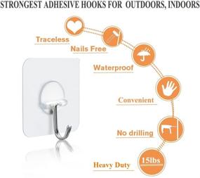 img 3 attached to 📸 Fotosnow Adhesive Hooks: Heavy Duty 15lbs(Max), Transparent, Reusable, Seamless - 10 Pack