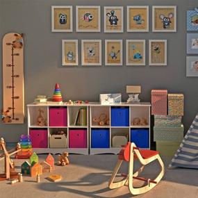 img 3 attached to 📚 Organize Your Kids' Space with the 4NM Kids Toy Storage Cubby: Pink Bookshelf Bookcase with 6 Large Drawers