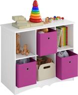 📚 organize your kids' space with the 4nm kids toy storage cubby: pink bookshelf bookcase with 6 large drawers logo