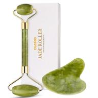 🌿 euasoo 100% natural jade roller and gua sha set – facial beauty tool for anti-aging treatment, massage for face, eyes, neck, and body logo