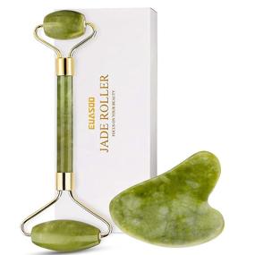 img 4 attached to 🌿 EUASOO 100% Natural Jade Roller and Gua Sha Set – Facial Beauty Tool for Anti-Aging Treatment, Massage for Face, Eyes, Neck, and Body