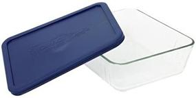 img 4 attached to 🍲 Pyrex COMINHKR067794 6017400 Simply Store 6-Cup Rectangular Bakeware Dish - Set of 2 Containers: Clear with Blue Cover