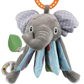 img 2 attached to 📚 Soft Baby Cloth Book: Crinkle Elephant Fabric Infant Books Teething Teether, Educational Bunny Toy for Babies, Toddlers 1 Year Old & Up - Stuffed Farm Animal Jungle Plush Book, Touch and Feel Toy
