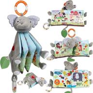 📚 soft baby cloth book: crinkle elephant fabric infant books teething teether, educational bunny toy for babies, toddlers 1 year old & up - stuffed farm animal jungle plush book, touch and feel toy logo