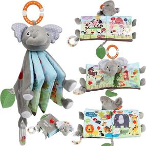 img 4 attached to 📚 Soft Baby Cloth Book: Crinkle Elephant Fabric Infant Books Teething Teether, Educational Bunny Toy for Babies, Toddlers 1 Year Old & Up - Stuffed Farm Animal Jungle Plush Book, Touch and Feel Toy