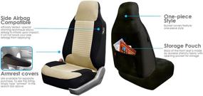 img 1 attached to FH Group FB107115 Premium Beige Fabric Seat Covers - Full Set + Gift, Universal Fit for Cars, Trucks, and SUVs