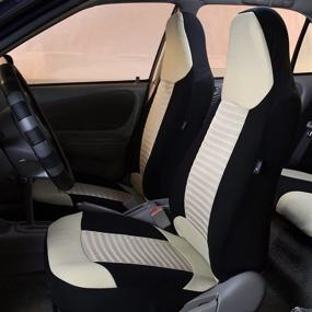 img 3 attached to FH Group FB107115 Premium Beige Fabric Seat Covers - Full Set + Gift, Universal Fit for Cars, Trucks, and SUVs