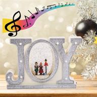 🎄 joy family musical christmas snow globe lantern - lighted xmas water lantern with swirling glitter - 6 hour timer home holiday decorations (joy lantern) logo